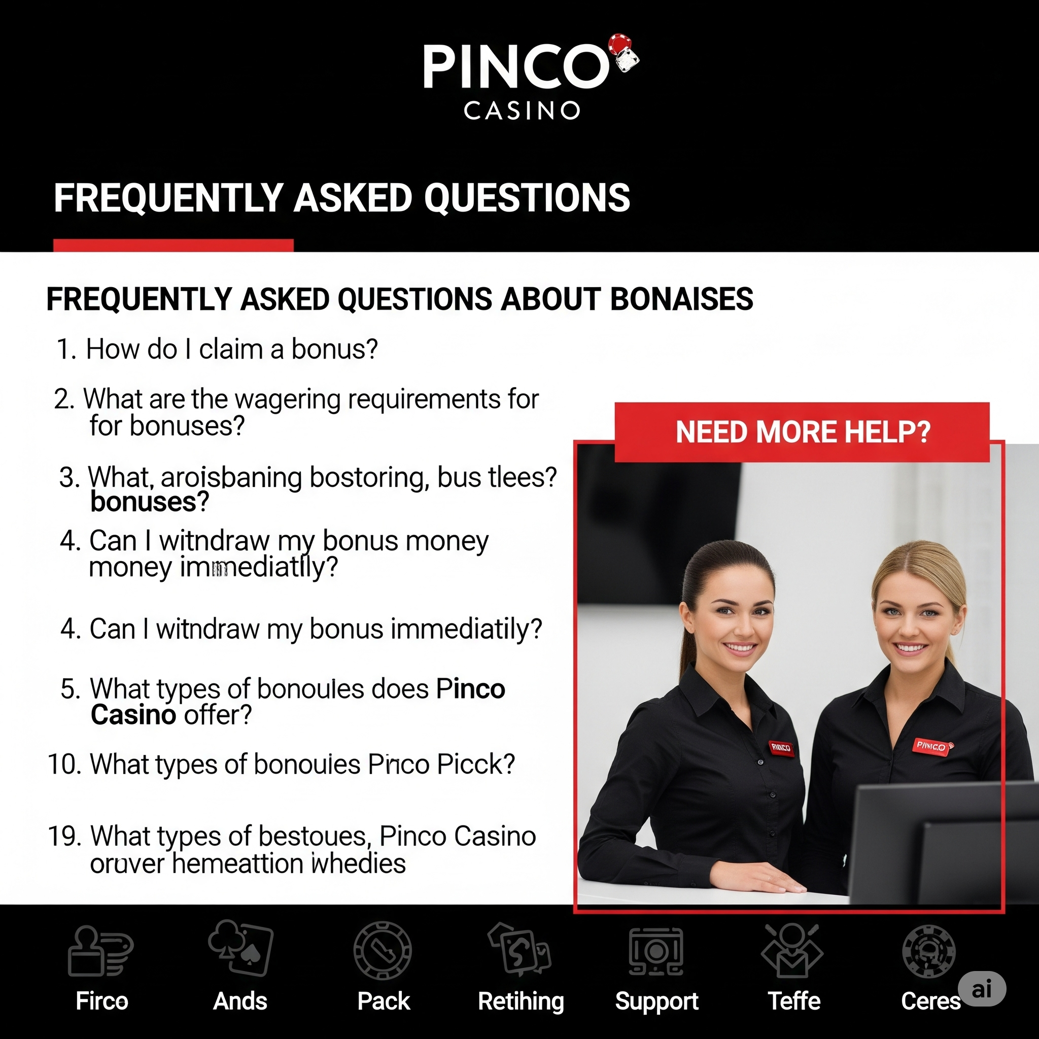 Pinco бонустары бойынша ЖҚС қолдау